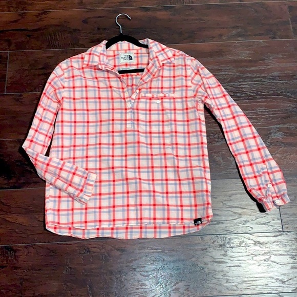 The North Face Women’s Plaid Cotton Half Button Long Sleeved Shirt, Sz. Small. - Picture 1 of 7